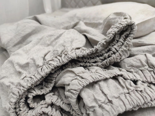 Natural linen Fitted sheet, Bed sheets, Pure flax bedding stonewashed