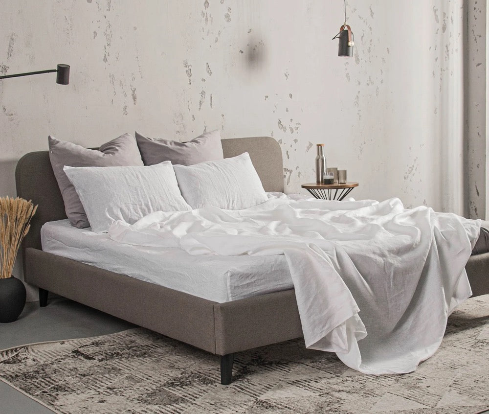 Organic Linen Sheets Set: 2 Pillowcases, Fitted and Flat Sheet, custom sizes.