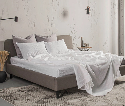 Organic Linen Sheets Set: 2 Pillowcases, Fitted and Flat Sheet, custom sizes.