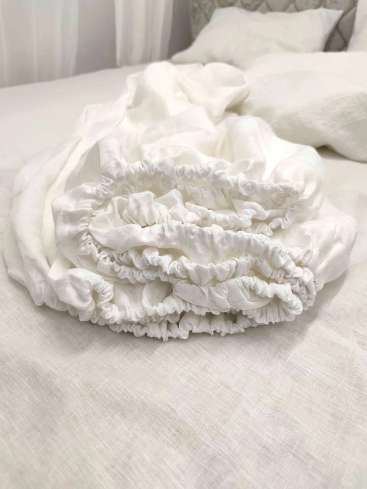 Natural linen Fitted sheet, Bed sheets, Pure flax bedding stonewashed
