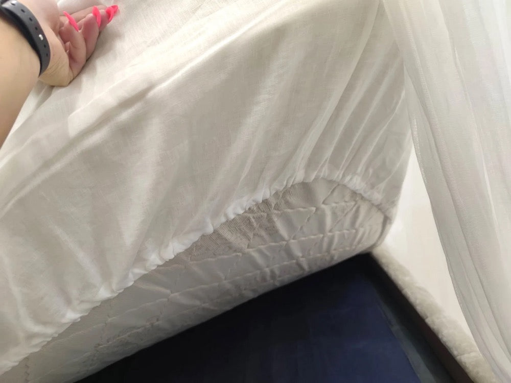Natural linen Fitted sheet, Bed sheets, Pure flax bedding stonewashed