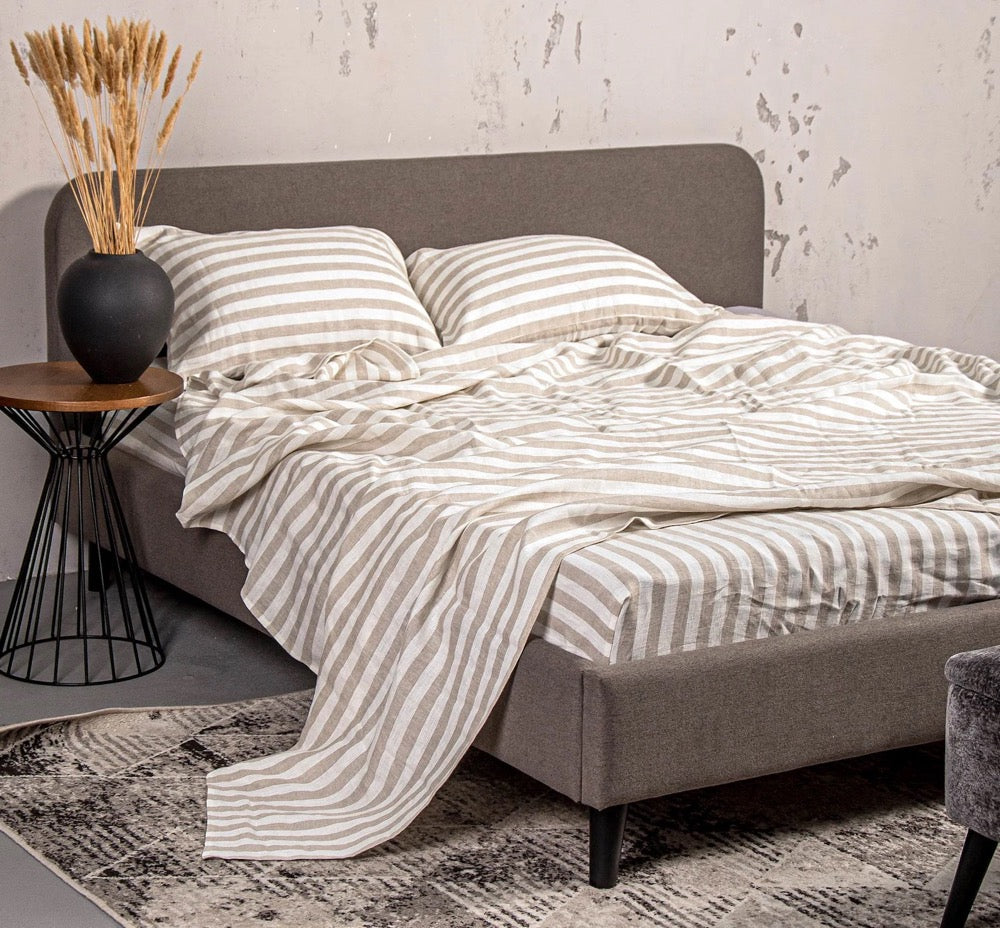 Pure Linen flat sheet: Organic flax bedding.